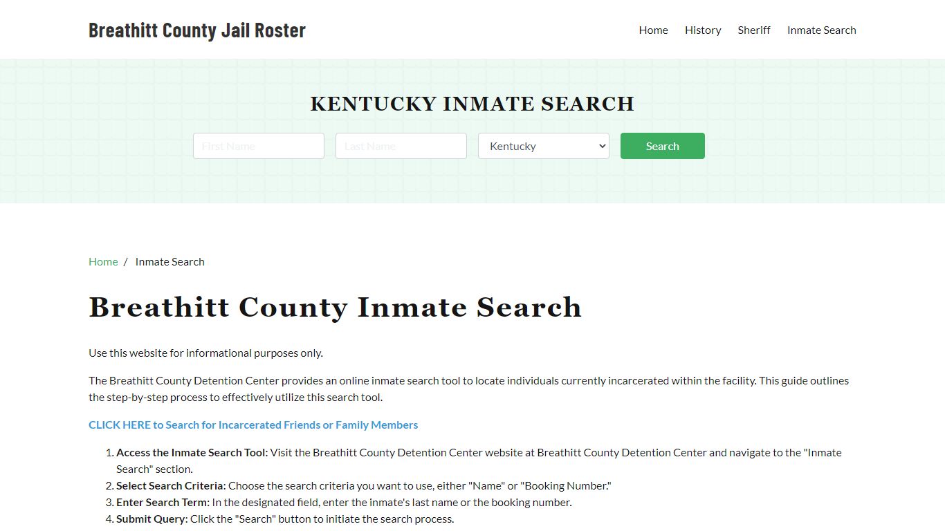 Breathitt County, KY Detainee Lookup