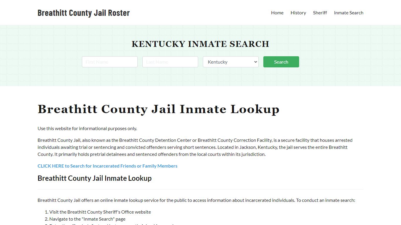 Breathitt County Jail Roster Lookup, KY, Inmate Search