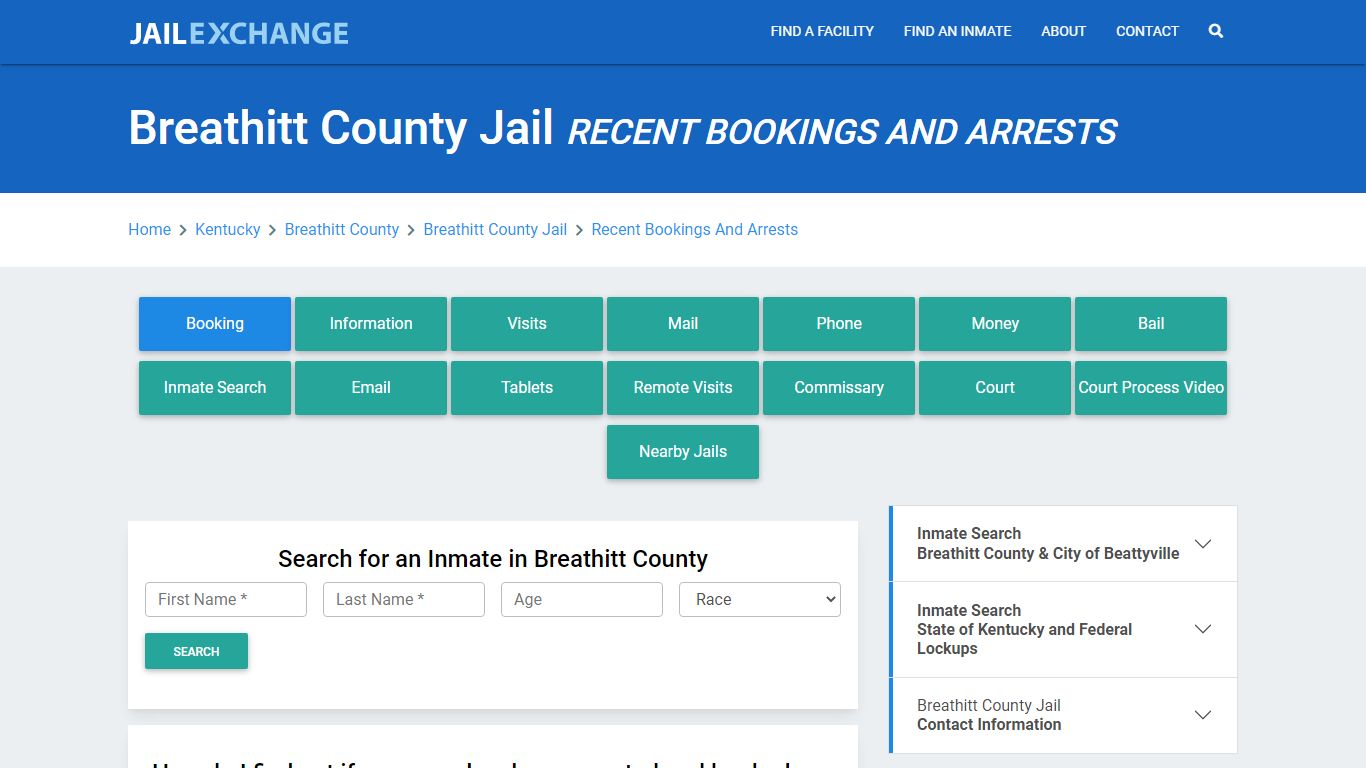 Breathitt County Jail Recent Bookings And Arrests - Jail Exchange