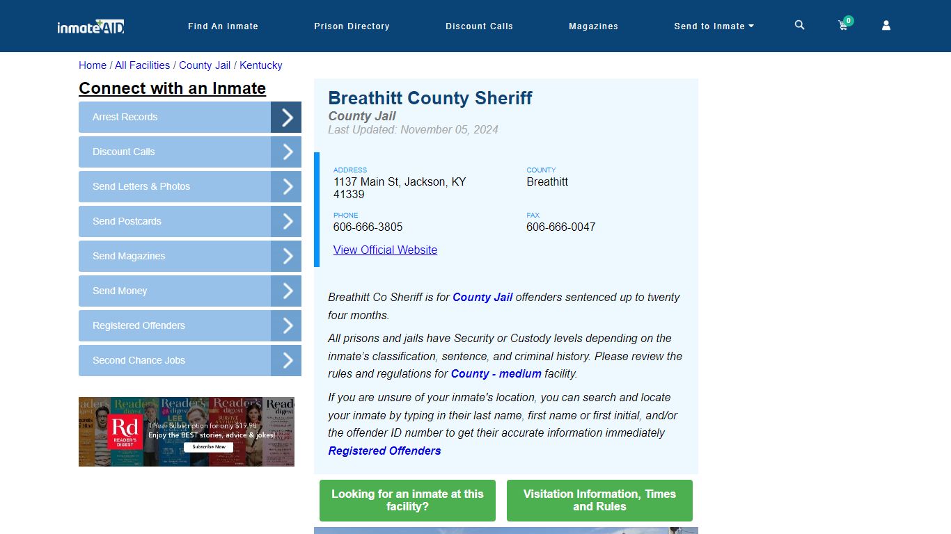 Breathitt County Sheriff - Inmate Locator